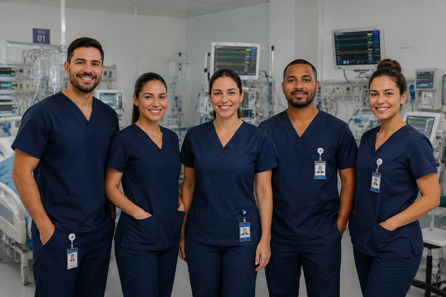 Equipe de fisioterapeutas de UTI: o tipo de equipe em turnos cuja escala o Escala Pronta monta fechando as 30 horas semanais de cada pessoa.